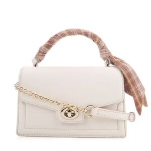 Madden Girl PU Top Hanfle With Scarf Cream Handbag